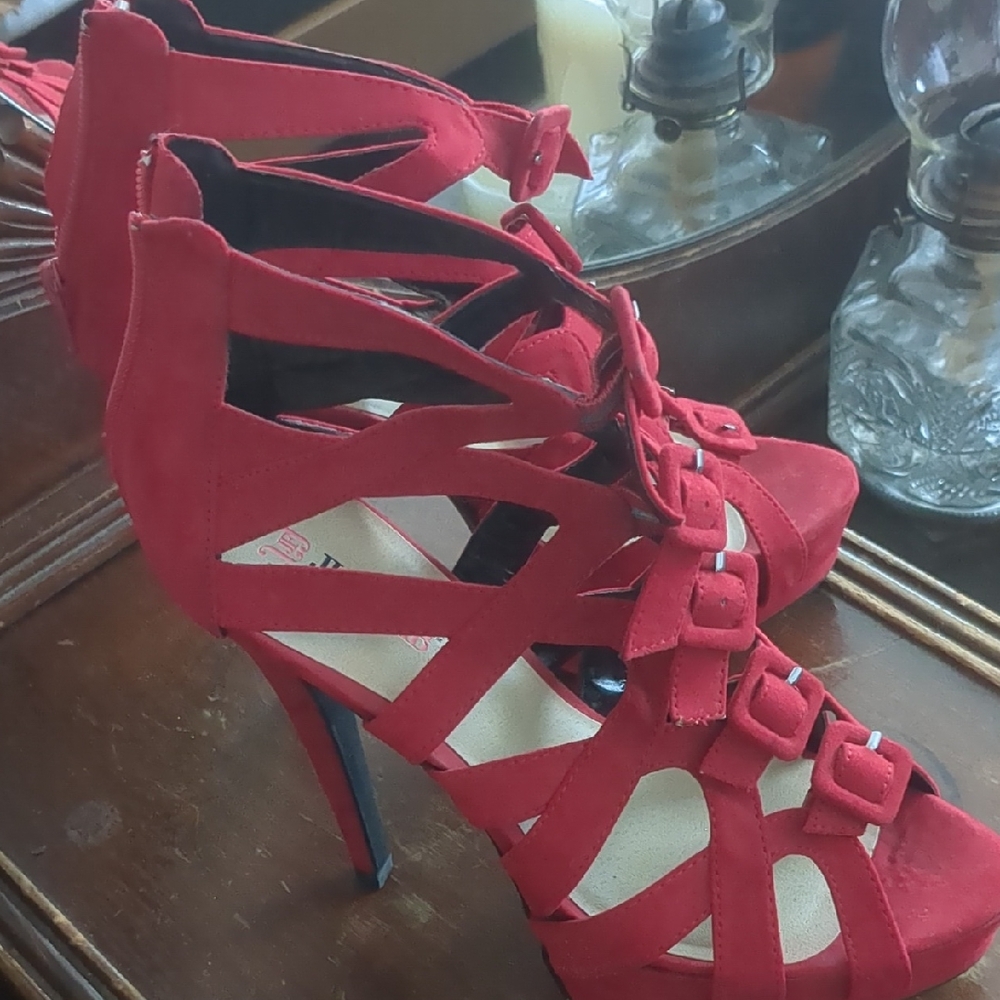 JustFab Crimson Strappy Heels
